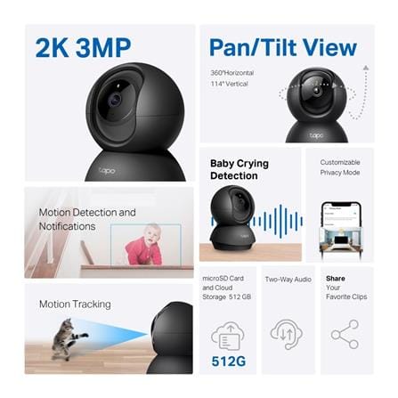 TP-LINK PAN/TILT WI-FI HOME SECURITY CAMERA C211 BLACK