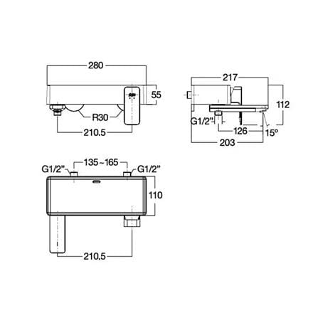 AMERICAN STANDARD ACACIA EVOLUTION EXPOSED SHOWER AND BATH MIXER FFAS1311-602500BF0