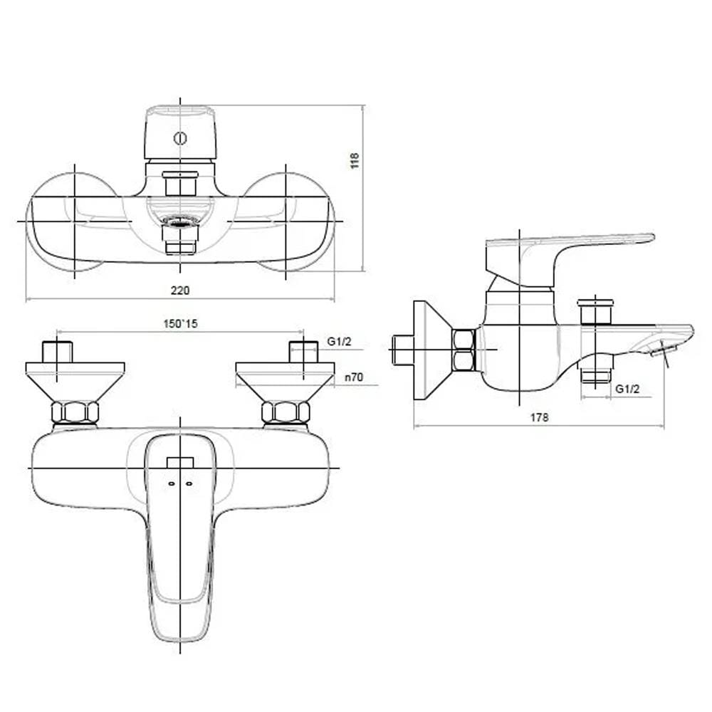 AMERICAN STANDARD SIGNATURE EXPOSED BATH & SHOWER MIXER FFAS1711-609500BC0