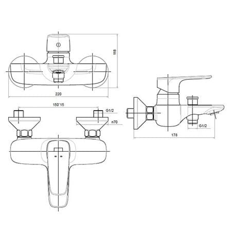AMERICAN STANDARD SIGNATURE EXPOSED BATH & SHOWER MIXER FFAS1711-609500BC0