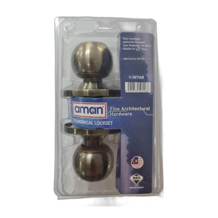 AMAN ENTRANCE KNOB V-5871AB ANTIQUE BRASS