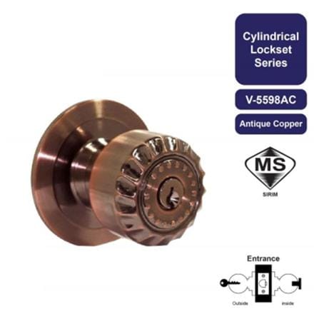 AMAN ENTRANCE KNOB V-5598AC ANTIQUE COPPER