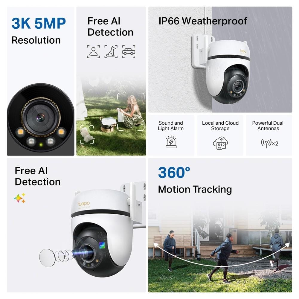 TP-LINK OUTDOOR PAN/TILT WI-FI HOME SECURITY CAMERA C530WS WHITE