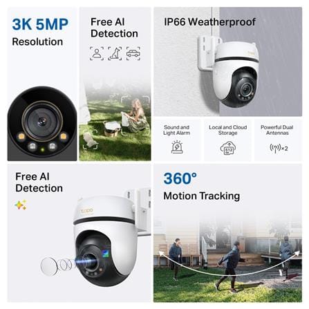 TP-LINK OUTDOOR PAN/TILT WI-FI HOME SECURITY CAMERA C530WS WHITE