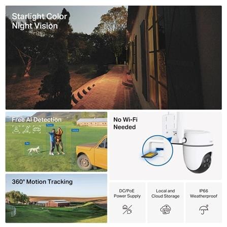 TP-LINK OUTDOOR PAN/TILT 4G LTE SECURITY CAMERA C501GW WHITE