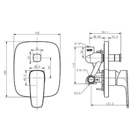 AMERICAN STANDARD SIGNATURE CONCEALED BATH & SHOWER MIXER FFAS1721-609500BC0