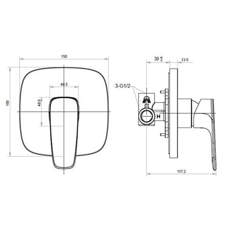 AMERICAN STANDARD SIGNATURE CONCEALED SHOWER MIXER FFAS1722-709500BC0 CHROME