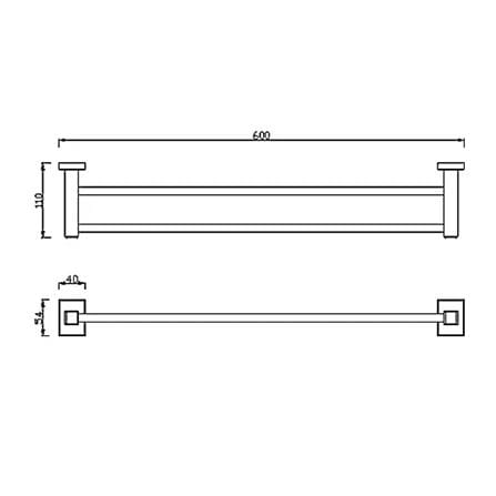 AMERICAN STANDARD DOUBLE TOWEL BAR FFAS0494-908500BC0 SQUARE 60CM