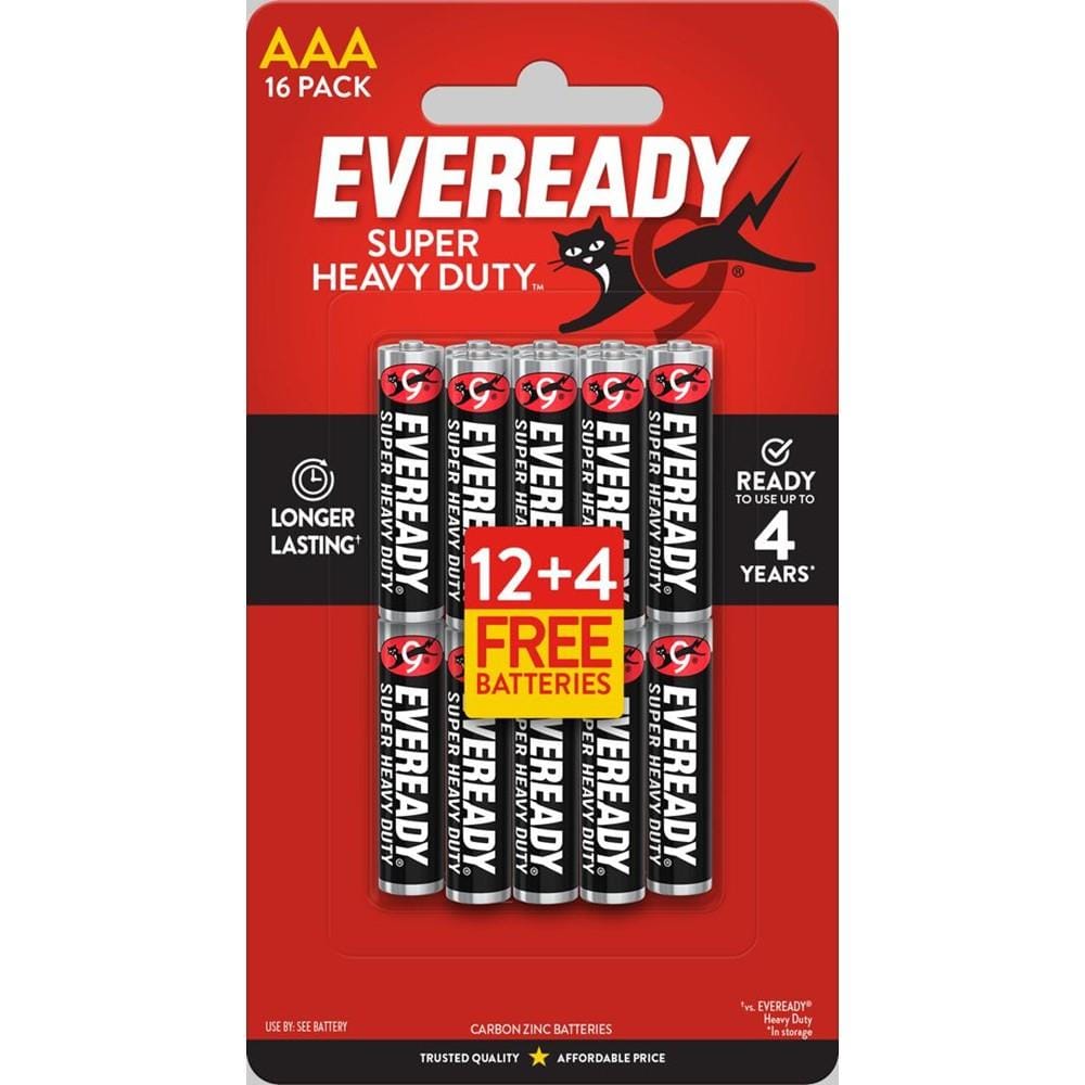 EVEREADY SUPER HEAVY DUTY AAA BATTERY 12+4 1212BP12+4M