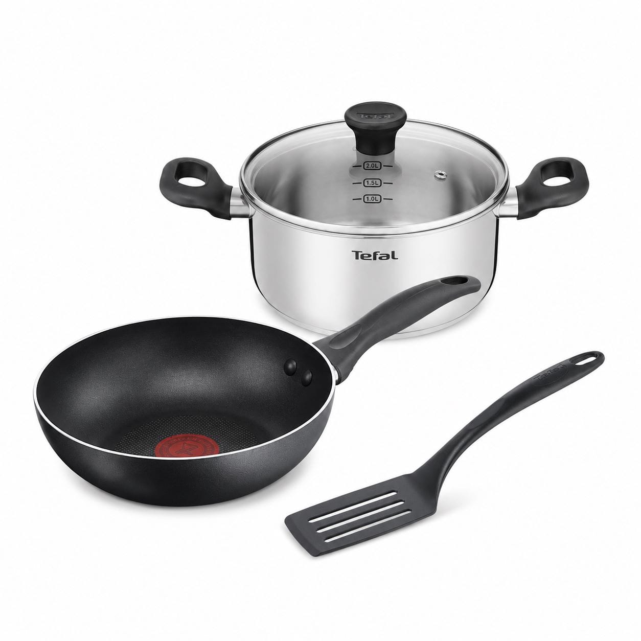 TEFAL STARTER STEWPOT 20CM (NIH) + COOK & CLEAN FP 20CM + SMALL SPATULA (GB)