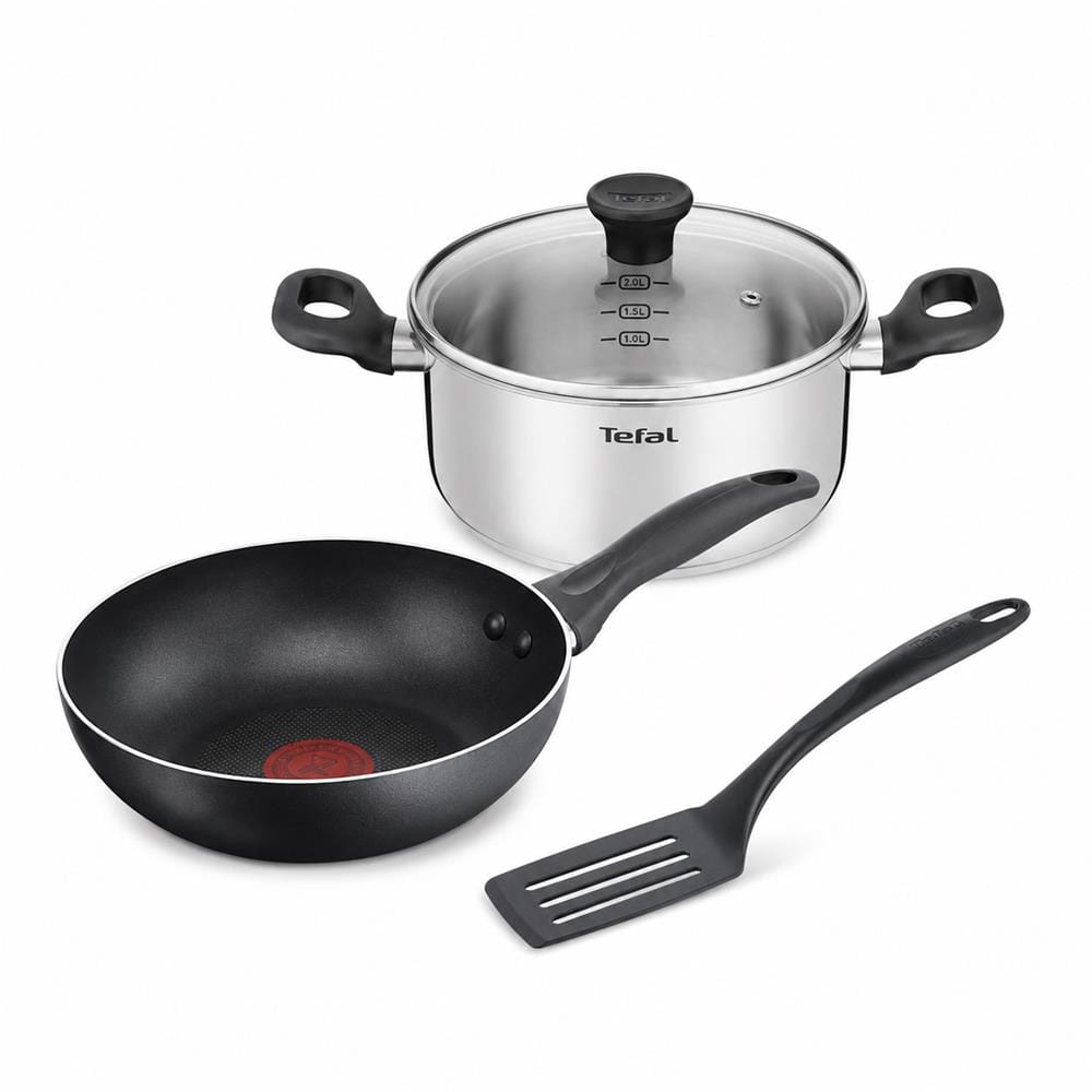 TEFAL STARTER STEWPOT 20CM (NIH) + COOK & CLEAN FP 20CM + SMALL SPATULA (GB)
