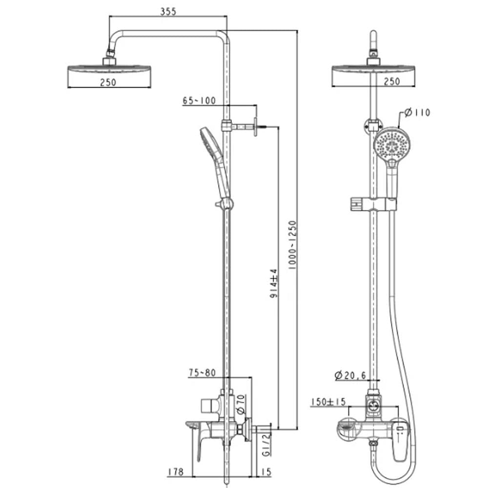 AMERICAN STANDARD SIGNATURE RAINSHOWER SYSTEM FFAS1722-709500BC0