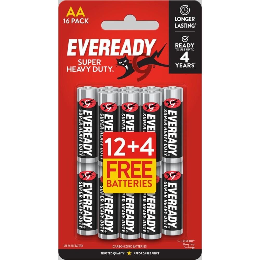 EVEREADY SUPER HEAVY DUTY AA BATTERY 12+4 1215BP12+4M