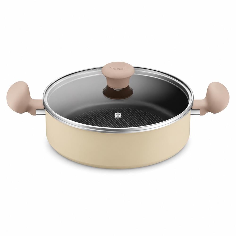 TEFAL DAISY SHALLOW 24CM WITH GLASS LID H04970