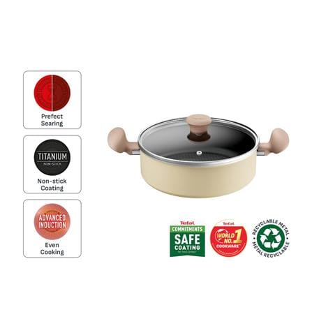 TEFAL DAISY SHALLOW 24CM WITH GLASS LID H04970