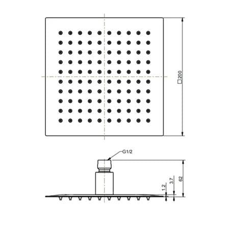 AMERICAN STANDARD AIR-IN RAIN SHOWER HEAD FFASS032-006500BC0 200MM