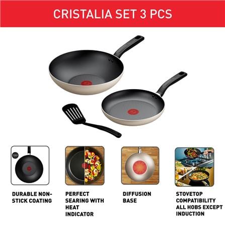TEFAL COOKWARE CRISTALIA 3PC SET (WP28, FP22, SPATULA) -B515S395