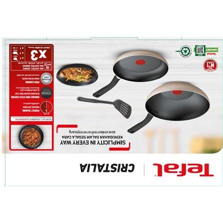 TEFAL COOKWARE CRISTALIA 3PC SET (WP28, FP22, SPATULA) -B515S395
