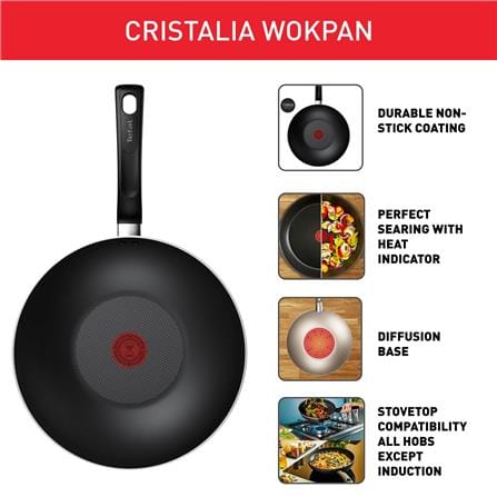 TEFAL COOKWARE CRISTALIA WOKPAN 28CM WITH GLASS LID - B5351695
