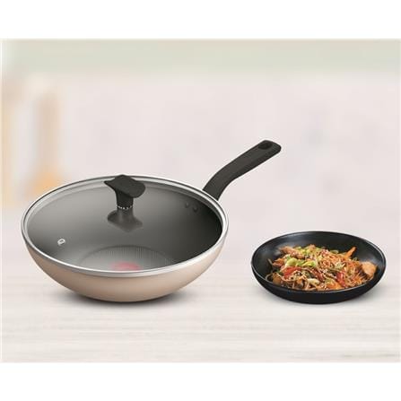 TEFAL COOKWARE CRISTALIA WOKPAN 28CM WITH GLASS LID - B5351695