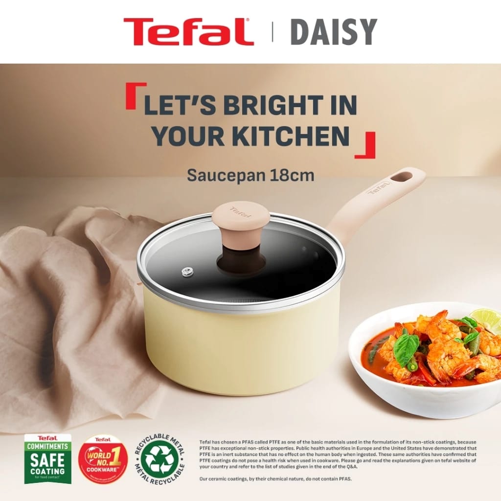 TEFAL DAISY SAUCEPAN 18CM WITH GLASS LID H0492324
