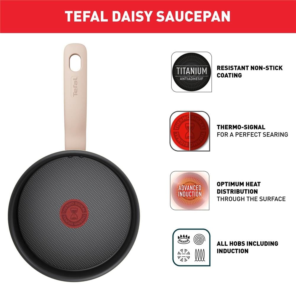 TEFAL DAISY SAUCEPAN 18CM WITH GLASS LID H0492324