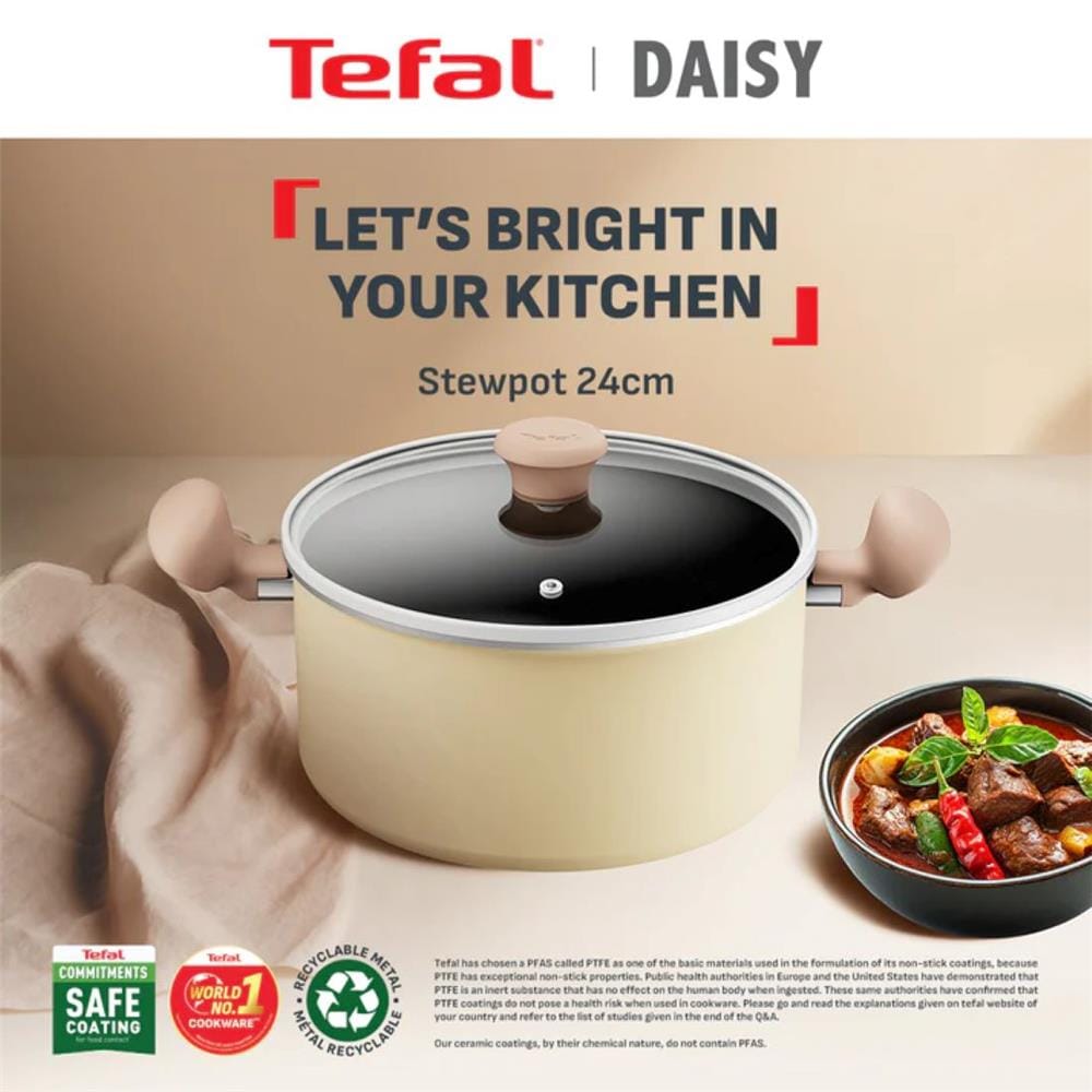 TEFAL DAISY STEWPOT 24CM WITH GLASS LID  -H04946