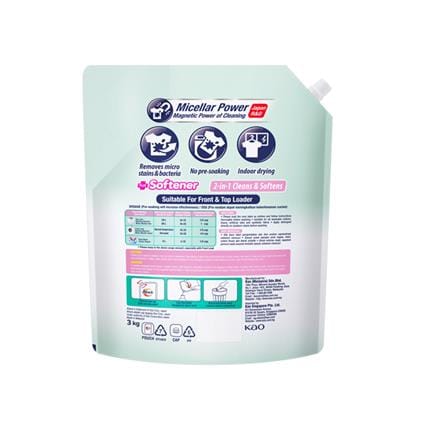 ATTACK LIQ DETER+SOFTNER REFILL POUCH 3KG SWEET FLORAL