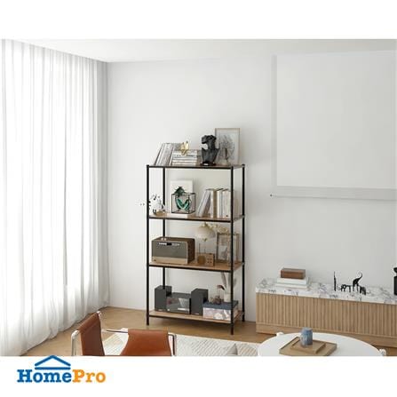 4-TIER SHELVING UNIT FURDINI COZI 90CM BLACK/WALNUT