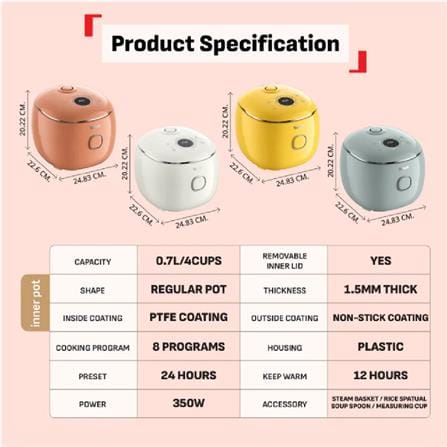 TEFAL MICROCOMPUTER RICE COOKER RK5354Y1 350W 0.7L EUCALYPTUS