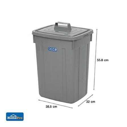 RECTANGULAR DUSTBIN WITH OPEN-CLOSE LID ACCO 42L GREY