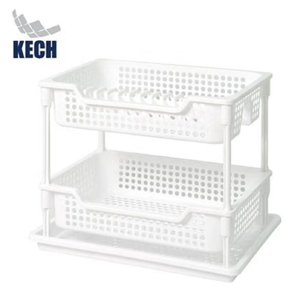 PLASTIC DISH RACK 2 TIER WITH TRAY ZALE 45.7X32.5X37CM