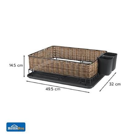 DISH RACK KECH IRON+ARTIFICIAL RATTAN HAZEL 49.5X32X14.5CM