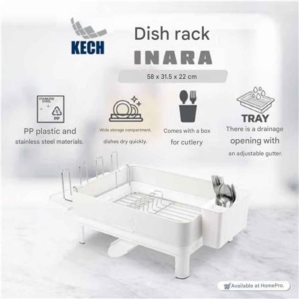 DISH RACK KECH 58X31.5X22CM INARA WHITE 58X31.5X22CM