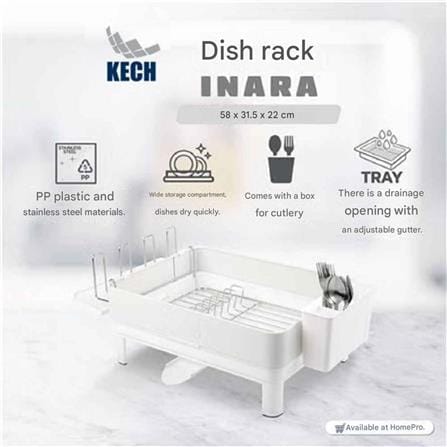 DISH RACK KECH 58X31.5X22CM INARA WHITE 58X31.5X22CM