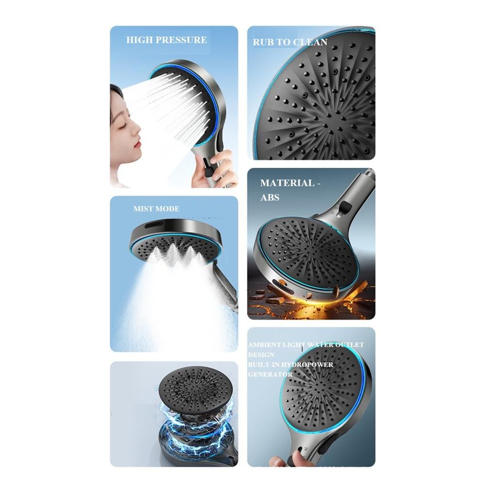 COSSY PLUS HAND SHOWER CP-RN001 3-MODE WITH AMBIENT TEMPERATURE LIGHT GUN METAL