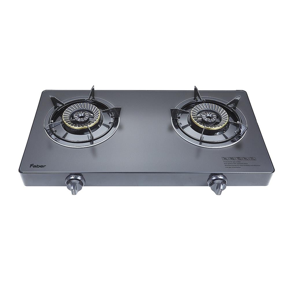 FABER GLASS TOP GAS STOVE FC GLAZZO-N 2243 4.3kW 2BURNERS TEMPERING GLASS/COLD SHEET COATED BLACK COLOR
