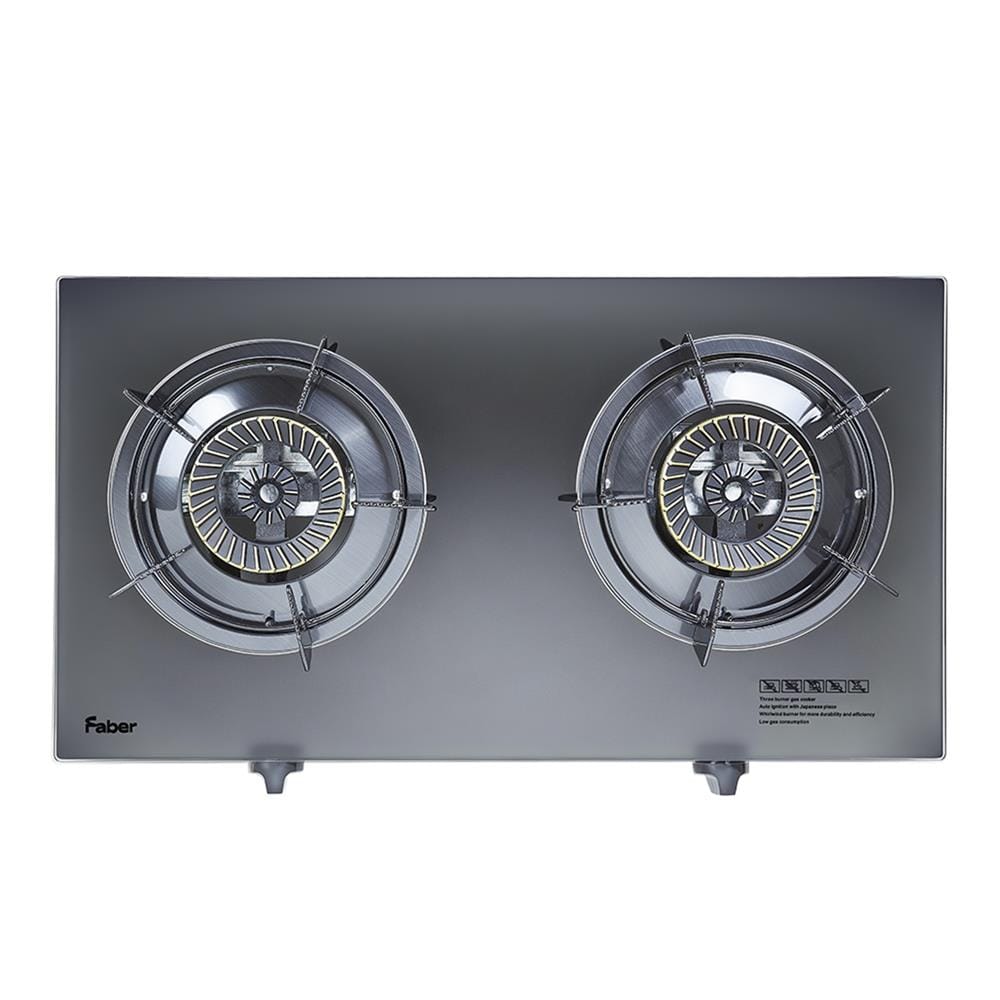 FABER GLASS TOP GAS STOVE FC GLAZZO-N 2243 4.3kW 2BURNERS TEMPERING GLASS/COLD SHEET COATED BLACK COLOR