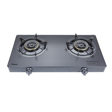 FABER GLASS TOP GAS STOVE FC GLAZZO-N 2243 4.3kW 2BURNERS TEMPERING GLASS/COLD SHEET COATED BLACK COLOR