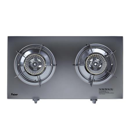 FABER GLASS TOP GAS STOVE FC GLAZZO-N 2243 4.3kW 2BURNERS TEMPERING GLASS/COLD SHEET COATED BLACK COLOR