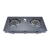 FABER GLASS TOP GAS STOVE FC GLAZZO G343 4.3kW 3BURNERS TEMPERING GLASS/COLD SHEET COATED BLACK COLOR