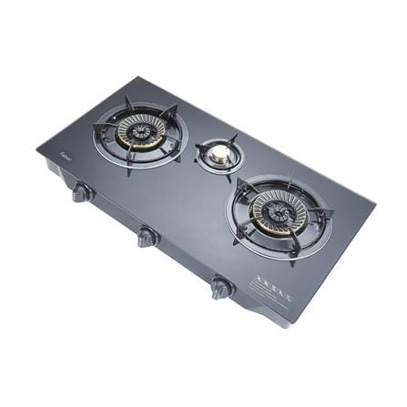 FABER GLASS TOP GAS STOVE FC GLAZZO G343 4.3kW 3BURNERS TEMPERING GLASS/COLD SHEET COATED BLACK COLOR