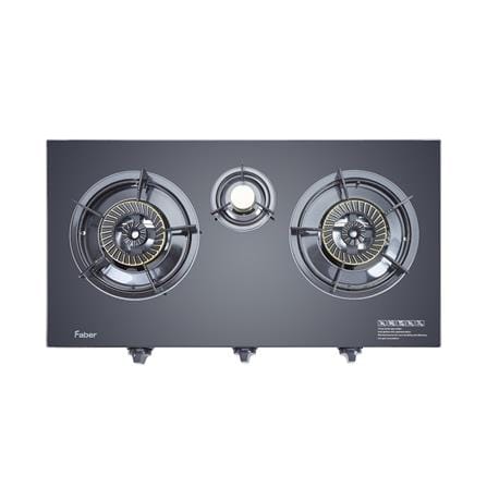 FABER GLASS TOP GAS STOVE FC GLAZZO G343 4.3kW 3BURNERS TEMPERING GLASS/COLD SHEET COATED BLACK COLOR