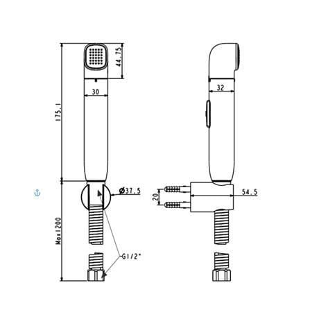 AMERICAN STANDARD DuoSTiX RINSING SPRAY FFASTS28-000440BF0 CHROME BLACK