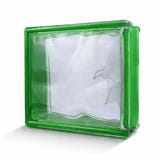 JING HUA GLASS BLOCK 19X19X8CM CLOUDY GREEN