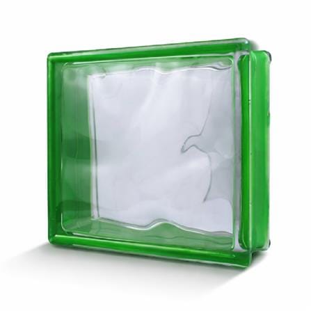 JING HUA GLASS BLOCK 19X19X8CM CLOUDY GREEN