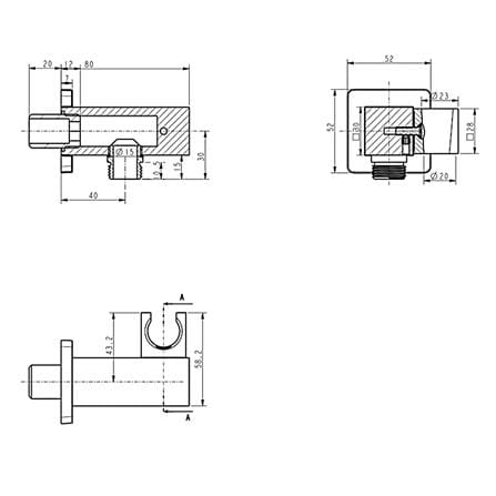 AMERICAN STANDARD WALL SHOWER OUTLET WITH HOLDER FFAS9143-000A00BF0 BRUSHED GRAPHITE