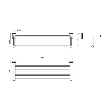 AMERICAN STANDARD CONCEPT SQUARE TOWEL BAR WITH SHELF FFAS0495-908A00BF0 HARD GRAPHITE