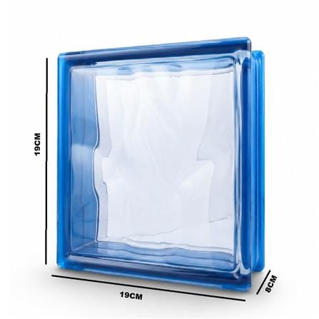 JING HUA GLASS BLOCK 19X19X8CM CLOUDY BLUE