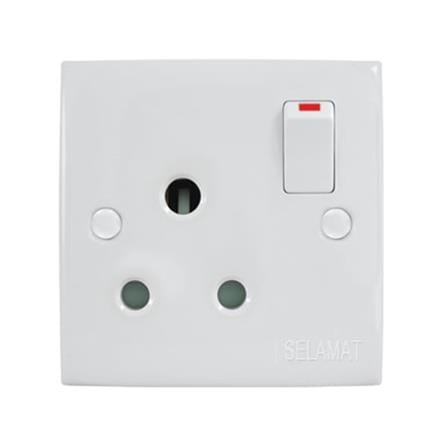 SELAMAT 15A 250V 1 GANG SWITCH SOCKET MS151L WHITE